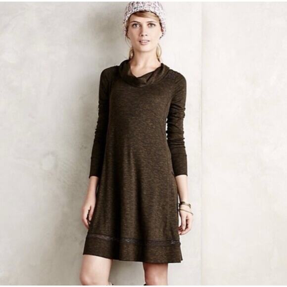 Anthropologie Saturday Sunday Green Spacedye Crochet Back Tunic Dress Size M - Picture 1 of 15